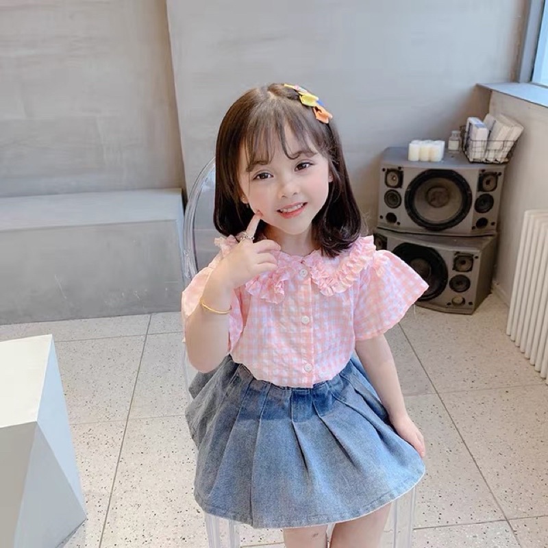 [XẢ HÀNG LẺ MẪU] Áo sơ mi bé 5-7t caro kẻ hồng siêu xinh chất cotton cực mát hàng loại 1 thấm mồ hôi cực đẹp