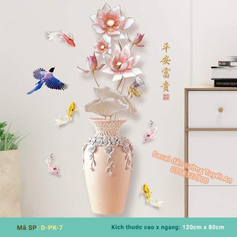 Tranh decal lục bình hoa, tranh công