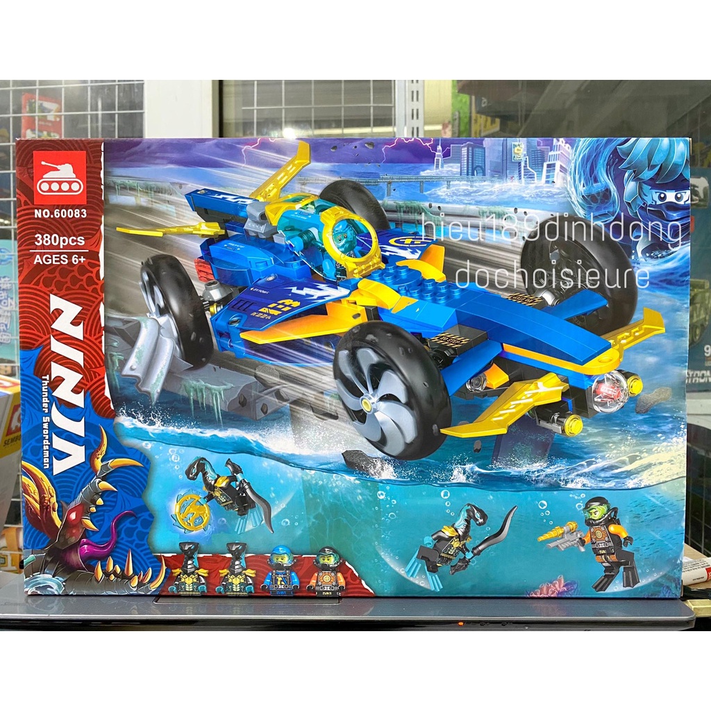 Lắp ráp xếp hình hình Ninjago Ninja Siêu Xe Đại Dương Sub Speeder 71752 60083