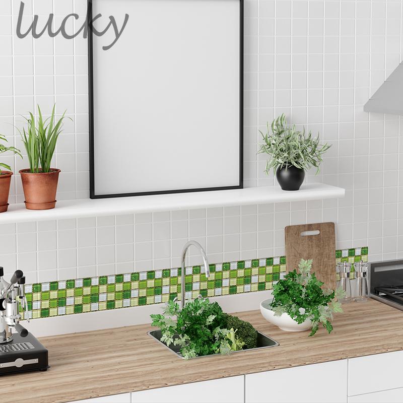 Bộ 18 miếng dán tường PVC họa tiết gạch mosaic chống thấm nước 10x10cm cho nhà bếp