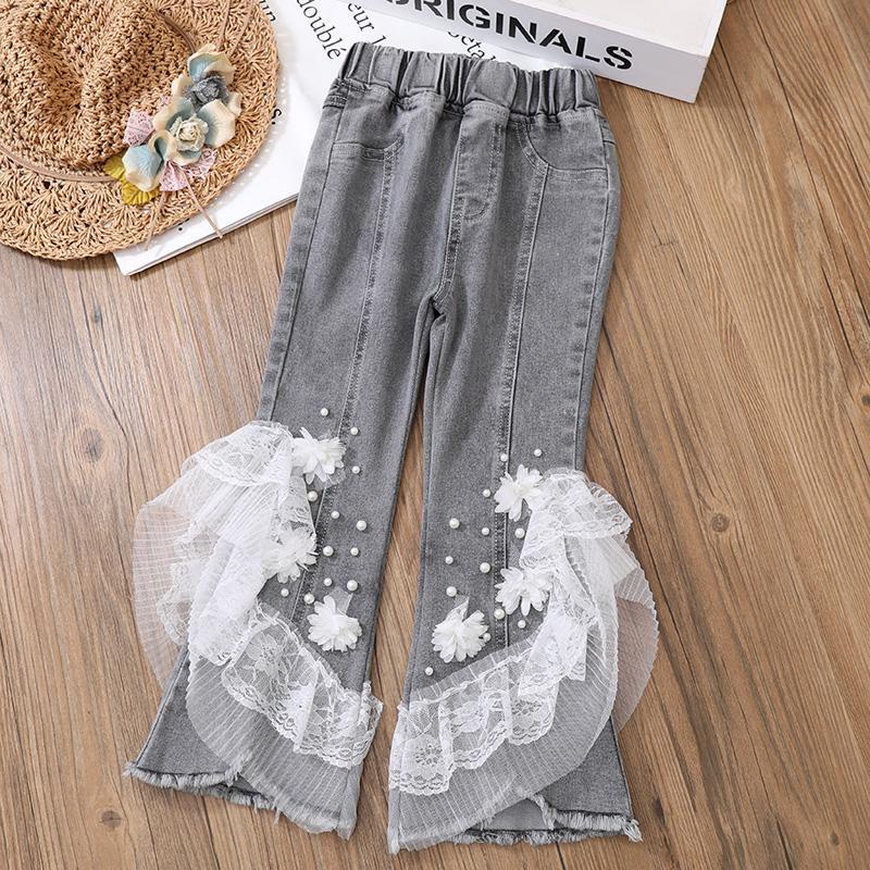 Quần Jeans Ống Loe Phong Cách Hàn Quốc Thời Trang Xuân Thu Dành Cho Bé Gái Tiểu Học