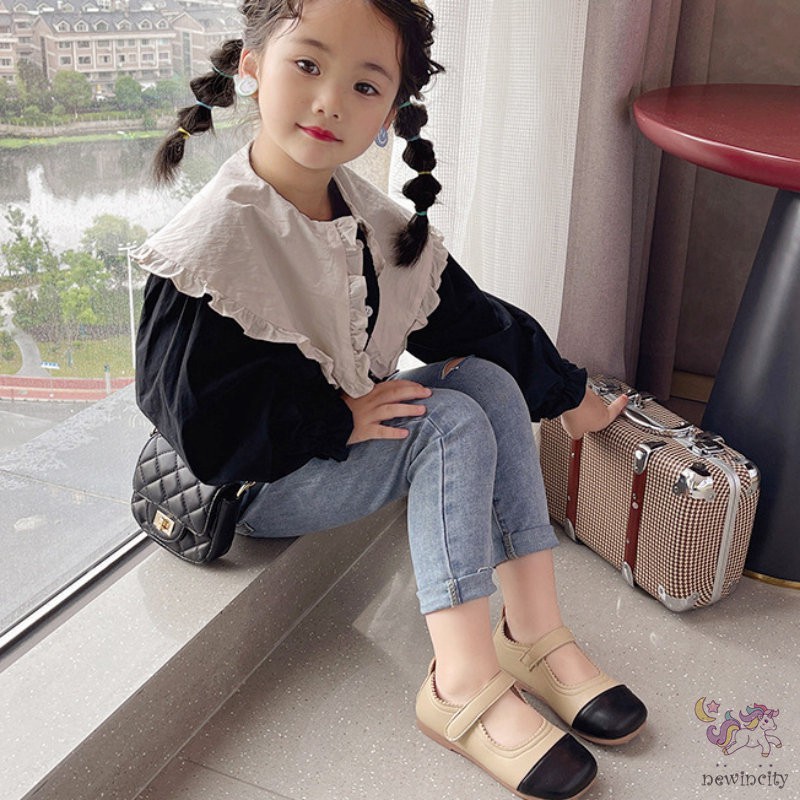 Giày Bé Gái Đế Mềm Kiểu Dáng Retro Phong Cách Hàn Quốc