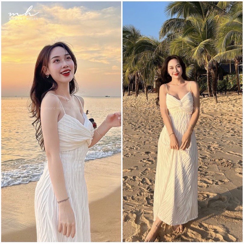 Đầm Maxi Đi Biển, Đầm 2 Dây Xoắn Ngực Siêu Xinhhh - Lopi Dress
