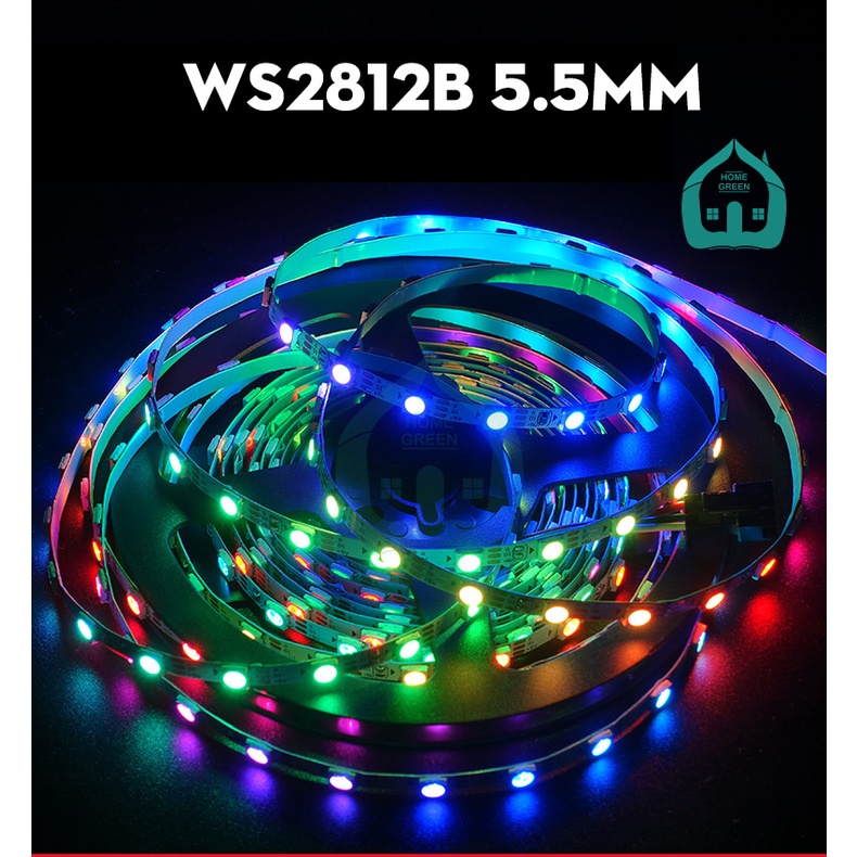 Đèn led dây dán WS2812B ARGB bản rộng 5,5mm mỏng 2mm điện áp 5v 60 led/m