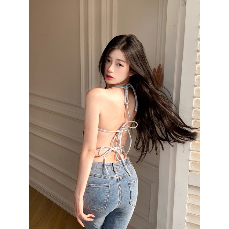 Áo Ống Hai Dây Dáng Ôm Hình Bướm Phong Cách Hàn Quốc Cổ Điển Thời Trang Quyến Rũ Cho Nữ