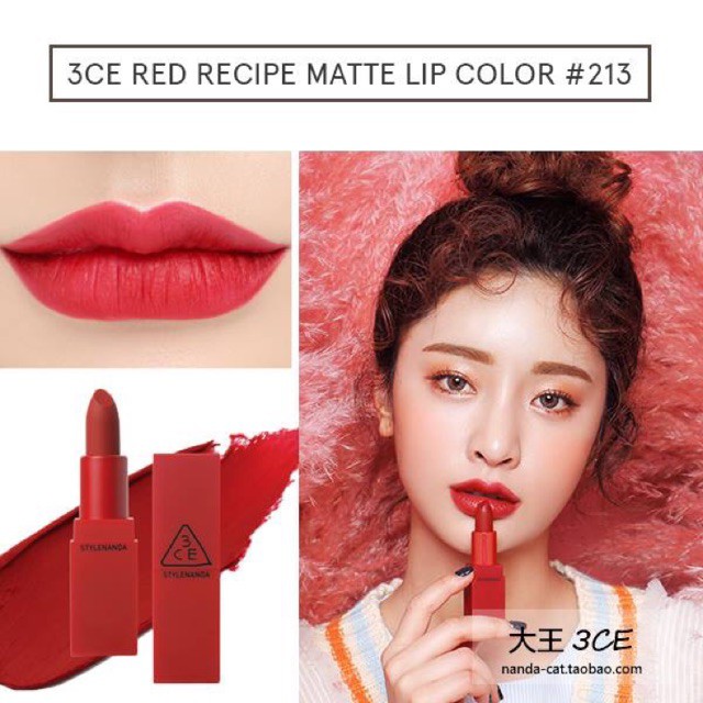 Son 3CE Stylenanda Lip Color 213 Fig - ĐỎ HỒNG ĐẤT