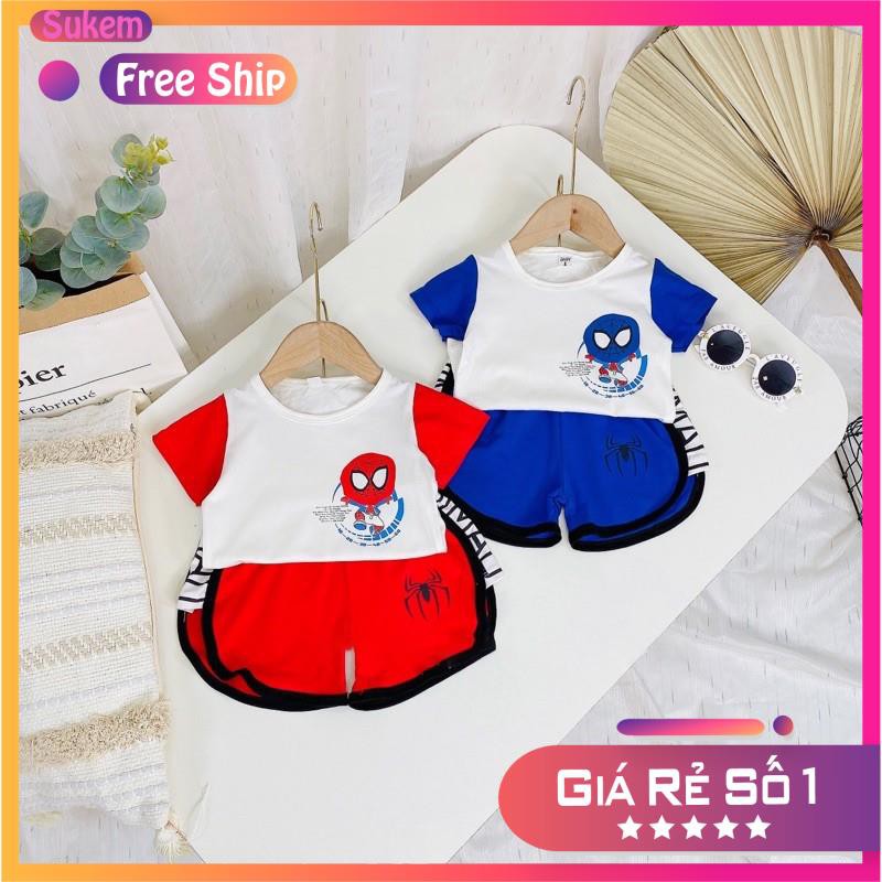 Bộ Quần Áo Siêu Anh Hùng Bé Trai In Hình Người Nhện Chất Liệu Cotton Chất Siêu Đẹp Cho Bé Từ 8-18kg Mã CT02