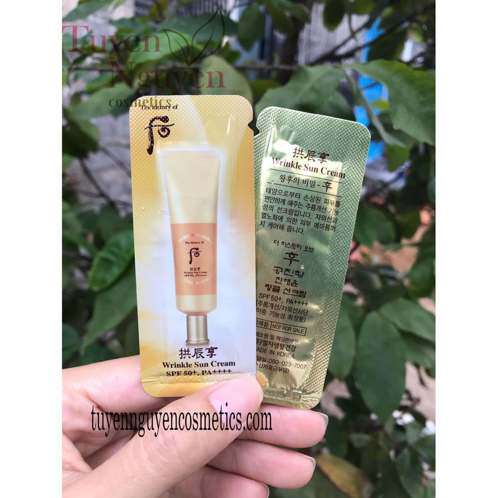 Kem chống nắng whoo vàng chống nhăn whoo wrinkle sun cream gói 1ml