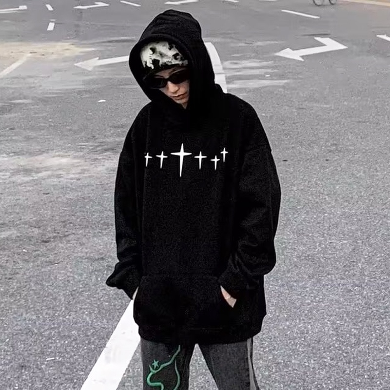 Áo Hoodie Tay Dài Dáng Rộng In Họa Tiết Phong Cách Harajuku Thời Trang Hàn Quốc Cho Nam Giới Có Size M-5XL