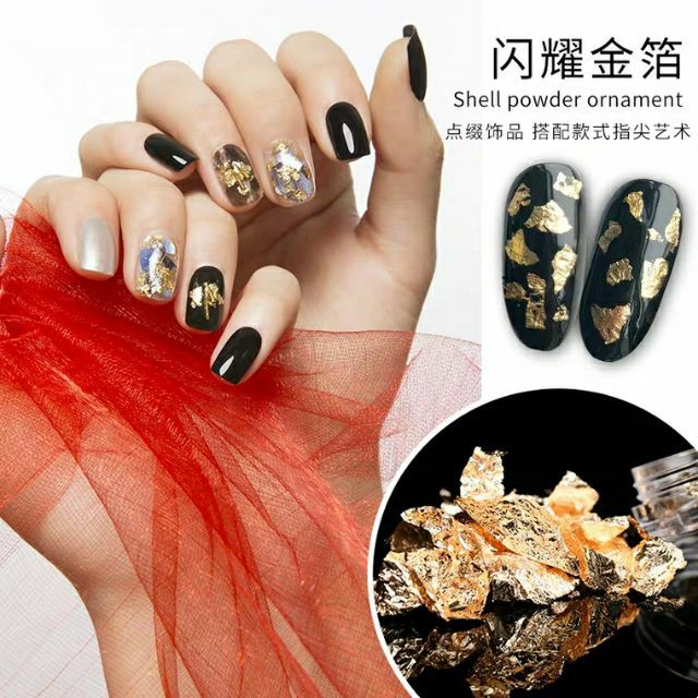 [GIẢM SỐC] Giấy Nhún nhũn Vàng Bạc Set 12 ô trang trí móng