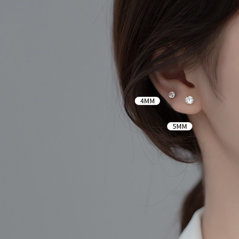 KHUYÊN TAI ĐÁ TRẤU - Khuyên Tai Cao Cấp - Khuyên Tai Chốt Bi Tròn  - 69STORE