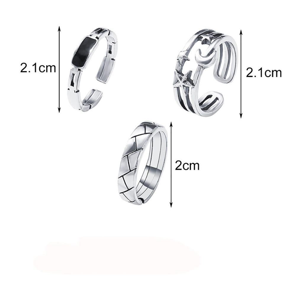 Bộ 3 / 5 Nhẫn Hở Hình Trái Tim Có Thể Điều Chỉnh Kích Thước|Vòng Tay Hợp Kim Unisex Thời Trang