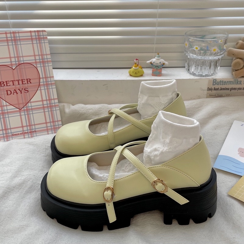 Giày lolita nữ độn đế cao,Giày da ulzzang nữ phong cách Hàn Quốc LT17