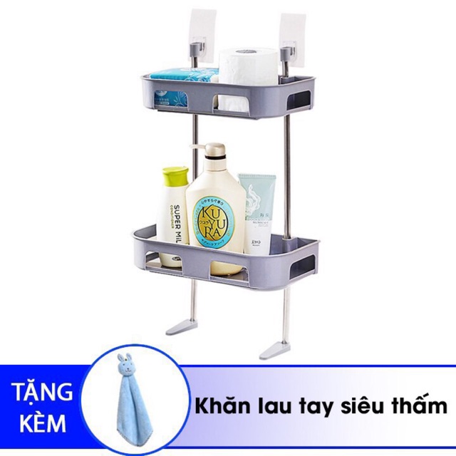 Kệ 2 tầng nhà tắm, nhà bếp chân vịt đa năng + tặng khăn lau siêu thấm