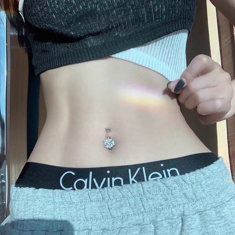 Khuyên rốn bạc 925 bông tuyết nạm đá Minh Tâm Jewelry