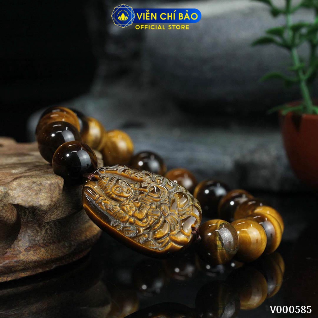 Vòng tay phong thủy đá mix mặt phật vàng 10mm thời trang phụ kiện trang sức Viễn Chí Bảo V000585