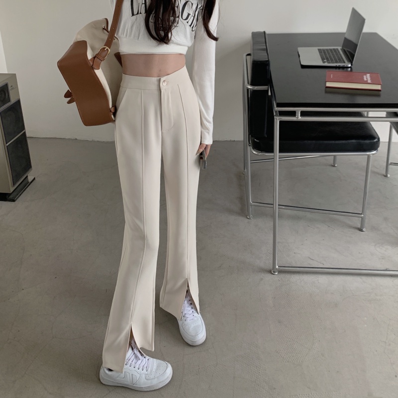 QADCOL Quần Dài Lưng Cao Màu Sắc Thanh Lịch Cho Nữ