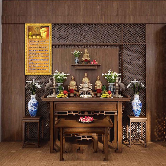 Tranh Phật giáo, Phật A Di Đà, Quan Âm, tam thánh, adida bằng vải trang trí phòng thờ