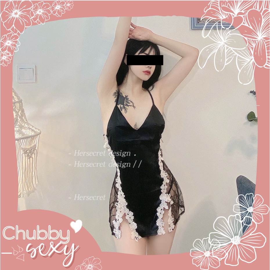 Váy Ngủ Lụa Sexy - Đầm Ngủ Thêu Họa Tiết Chất Liệu Cao Cấp Sang Chảnh Quyến Rũ - VNL01 - Chubby.Sexy