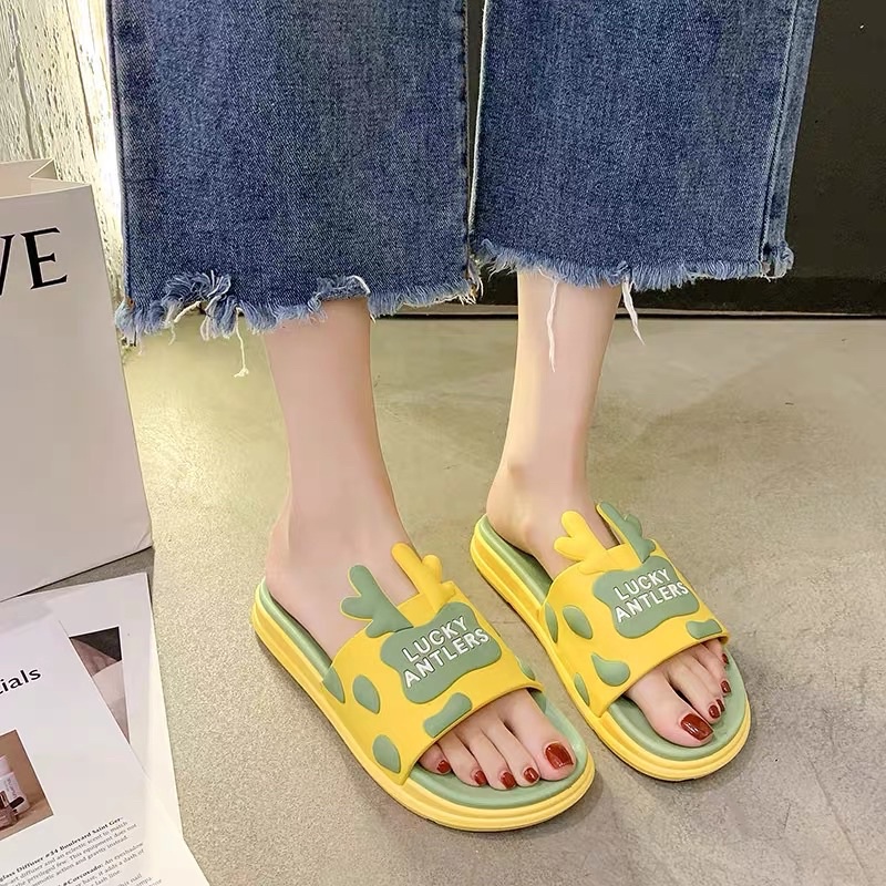 Dép quai ngang nữ BIU BIU, đi trong nhà cute họa tiết dễ thương Unisex.