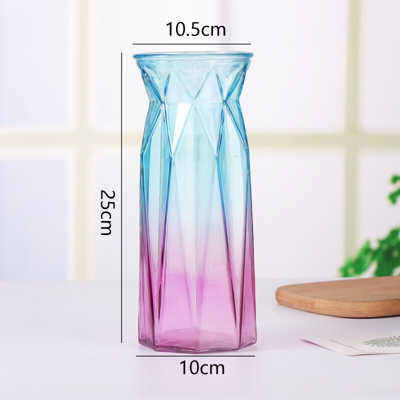 Lọ hoa thủy tinh có nơ xinh xắn - RỘNG 10CM CAO 24CM - nhiều màu, có ảnh thật