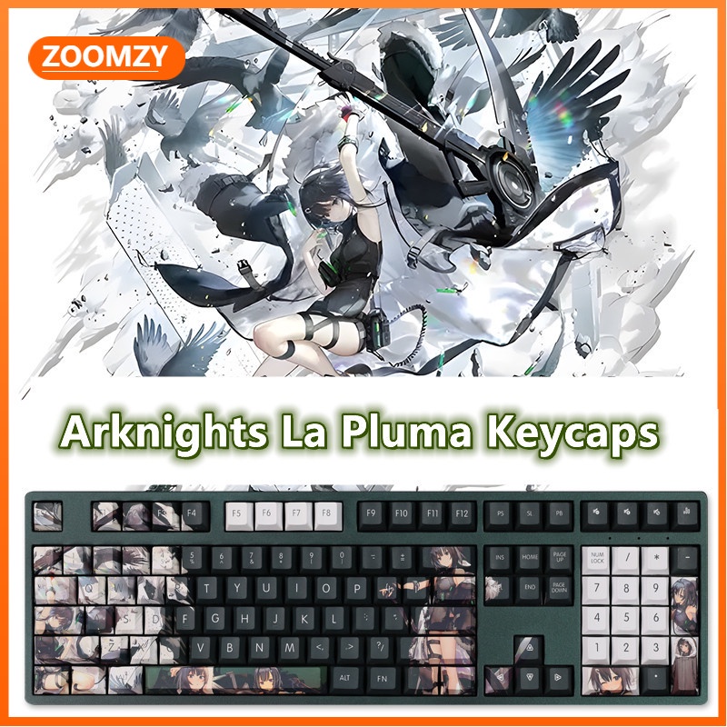 Arknights theme keycaps La Pluma keycaps Cherry profile PBT Bàn phím cơ học nhuộm thăng hoa keycaps Anime keycaps 108 phím
