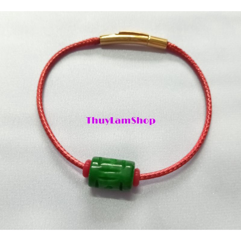 Vòng tay lu thống đầu xuôi đuôi lọt đá chạm hoa văn kí tự cổ khóa bấm cao cấp