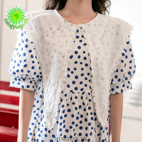 ( Mingyuan ) New loose and slim short sleeve polka dot dress