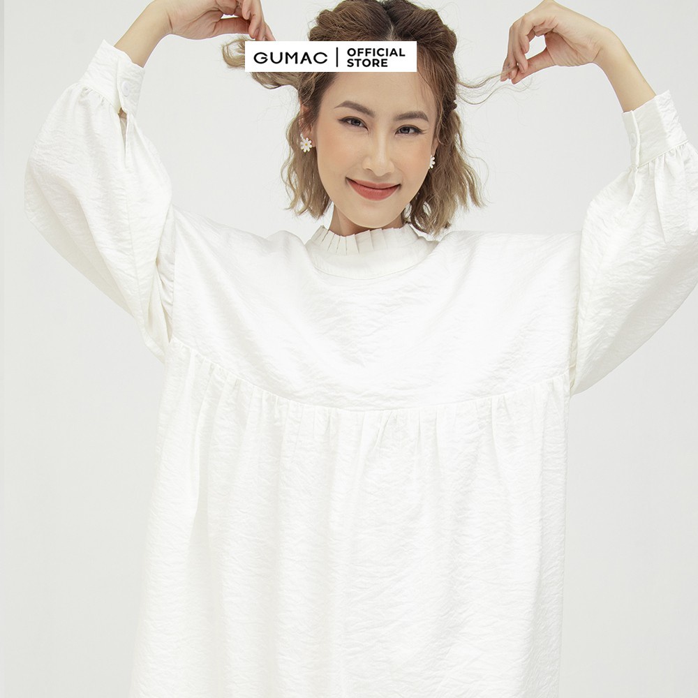 [Mã WABR0101 giảm 10% đơn 99K] Đầm nữ babydoll tay dài GUMAC màu trắng freesize DB5103 | BigBuy360 - bigbuy360.vn