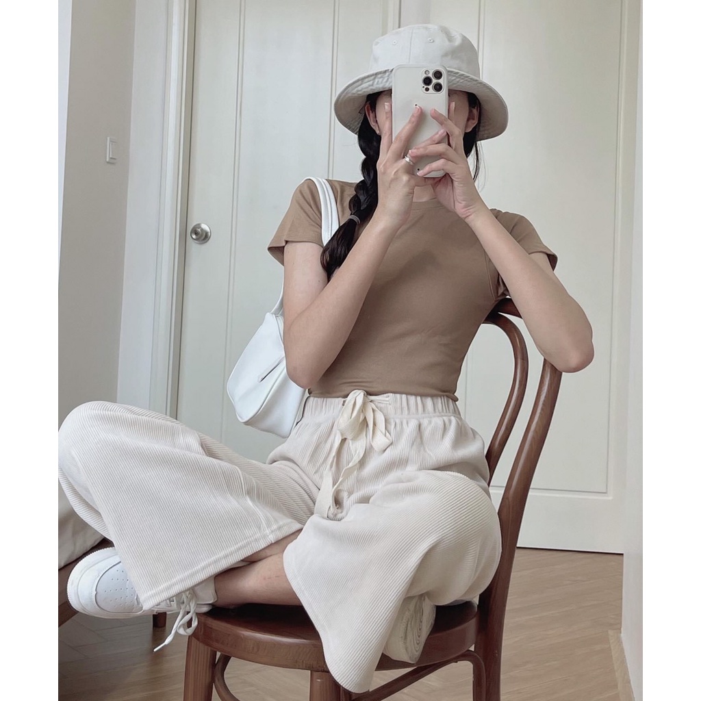 [ATNDN] Áo Pull Trơn Basic Dáng Ôm, Áo Thun Co Dãn Cổ Tròn Phong Cách Hàn Quốc 29August | BigBuy360 - bigbuy360.vn