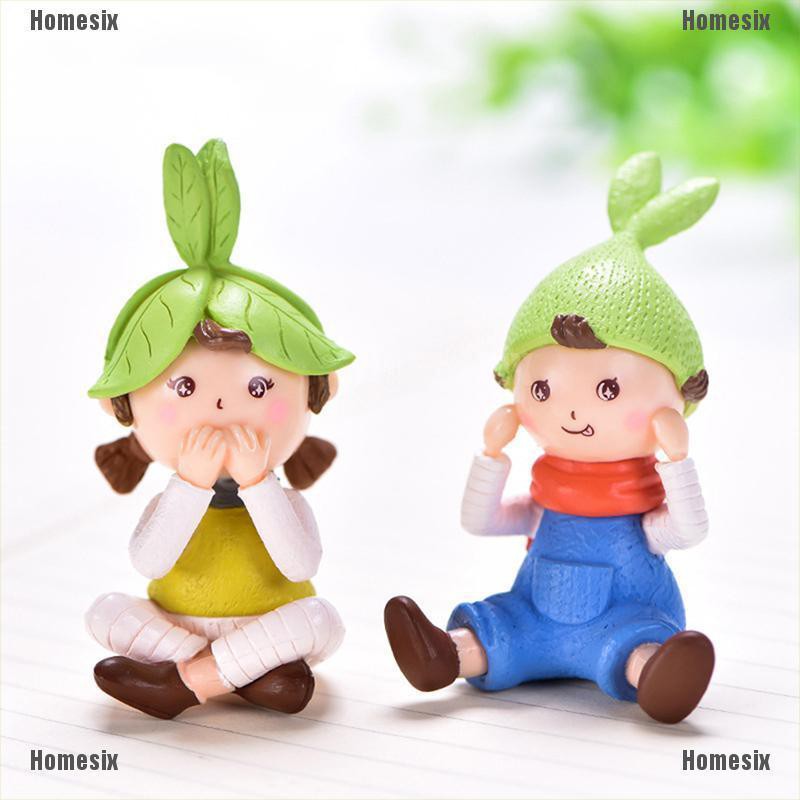 [HoMSI] Three girl Dolls gift Figurines Fairy Garden Miniatures Resin Craft Landscape SUU