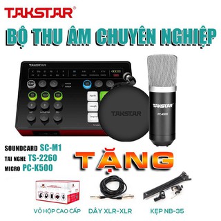 BỘ COMBO thu âm TAKSTAR,mic livestream, Sourd card SC M1, micro PC K600, tai nghe kiểm âm TS2260, BẢO HÀNH 12 THÁNG