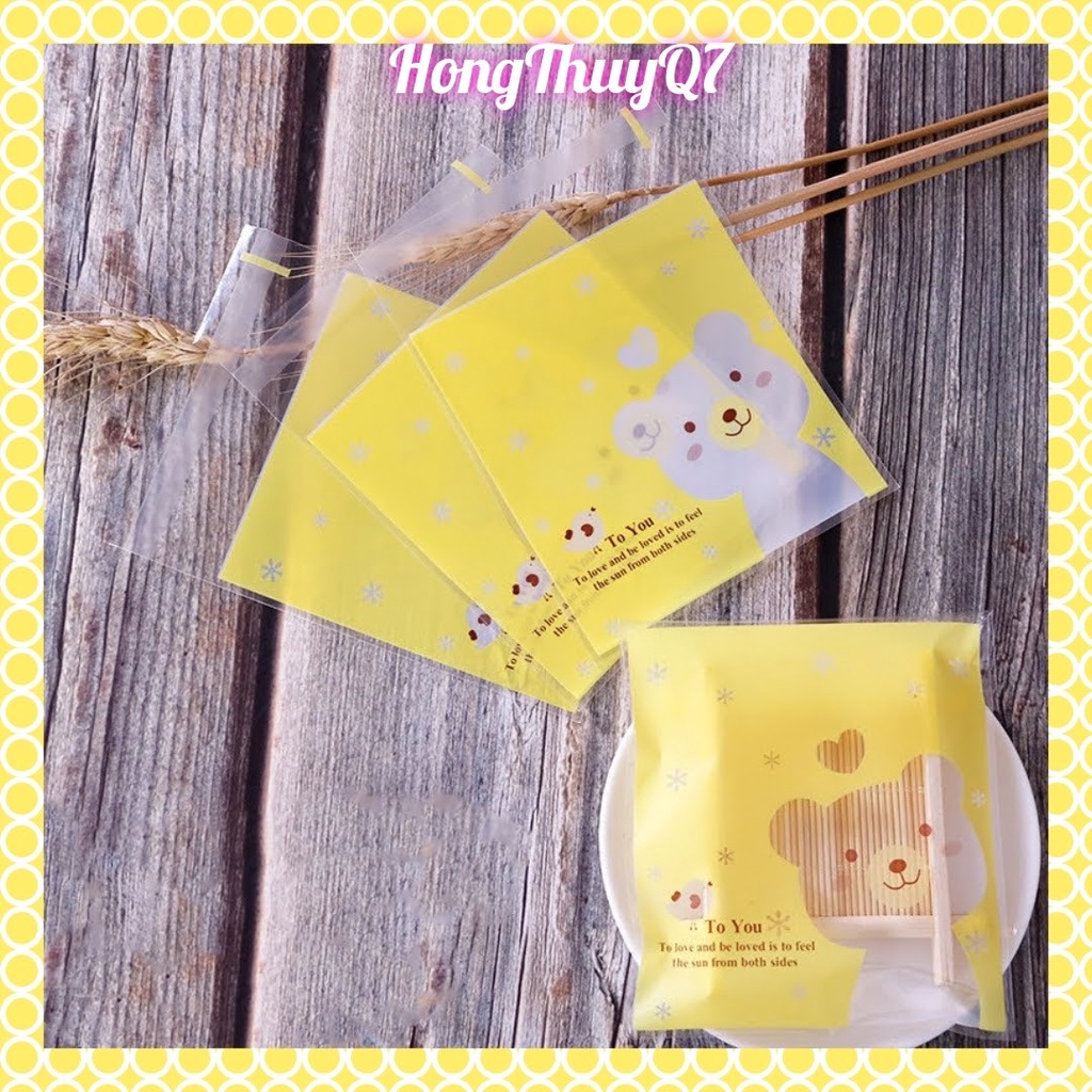 Túi đựng bánh kẹo mỹ phẩm hình Gấu Cute 10x10+3cm, bóng kính bọc thực phẩm, quà lưu niệm, điện tử /10.6./ - HongThuyQ7