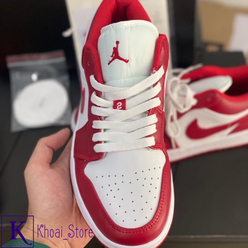 Giày Jordan Cổ Thấp Nam Nữ, Giày JD1 Low Gym Red Whilte Hàng Cao Cấp Full Box Bill
