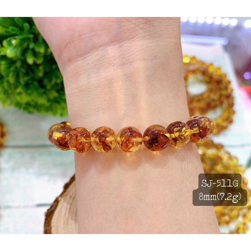 Vòng tay hổ phách Hoa tự nhiên