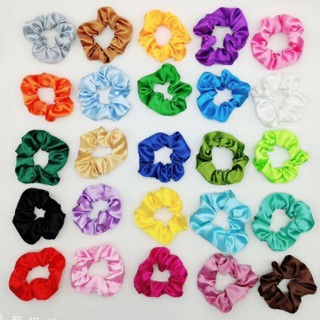 Dây Cột Tóc buộc tóc vải Scrunchies bóng đẹp phong cách Hàn Quốc dễ thương nhiều màu sắc giá rẻ