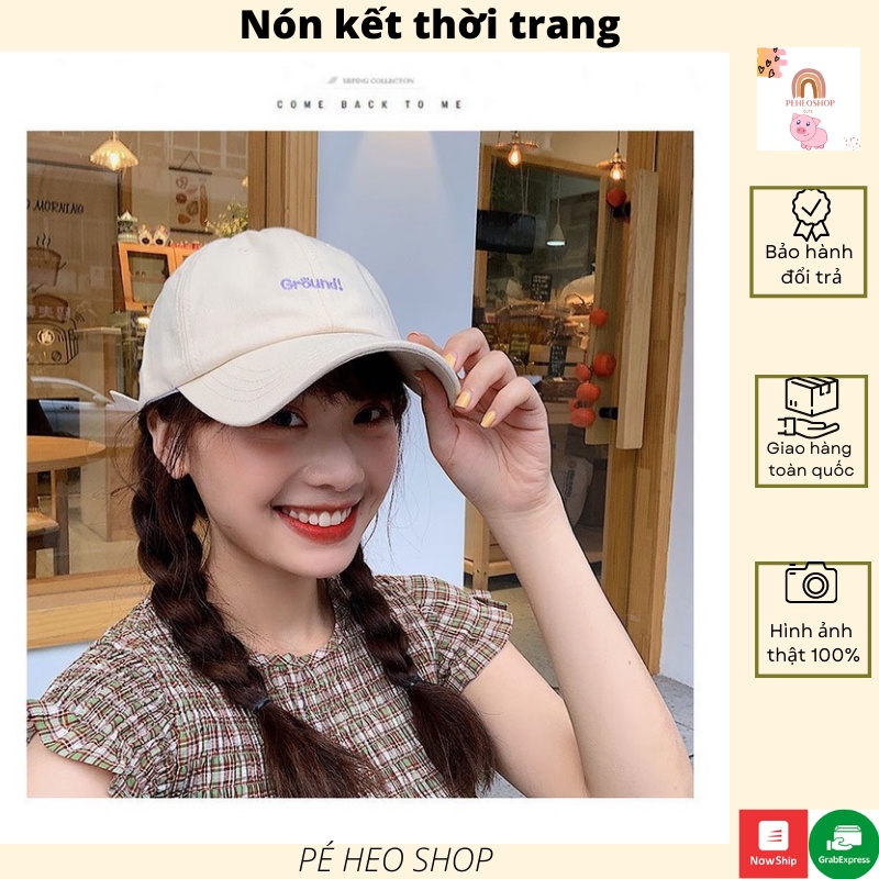 Mũ Lưỡi Trai 🌸 Nón Kết nhung thêu GROUND NK20 chất nhung mịn thời trang Unisex phong cách Hàn Quốc d