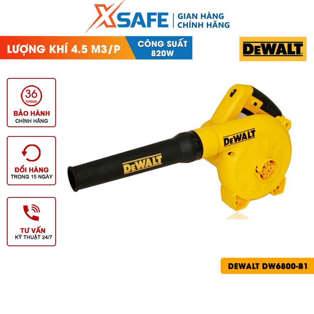 Máy thổi hơi DEWALT DW6800-B1 820W kèm ống vòi, túi hút bụi đa cấp tốc độ, motor chổi than