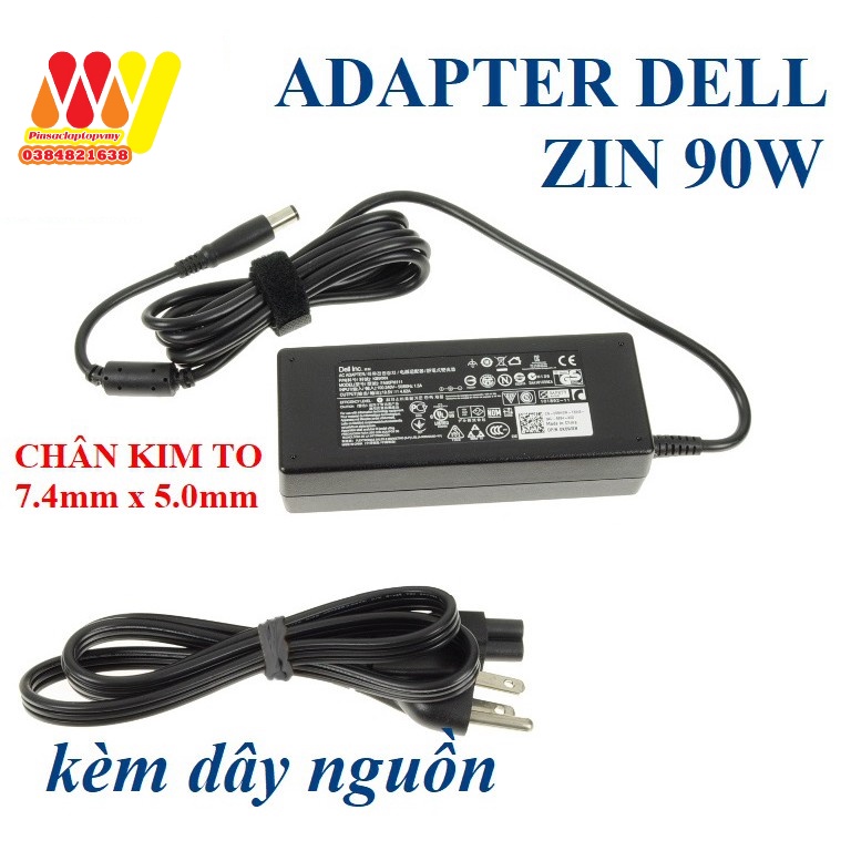 Sạc Laptop Dell 19.5V 4.62A (90w) Chân Kim To E6420 E6520 E6430 3442 3443 3543 3558 3521 3421 Adapter Kèm dây nguồn