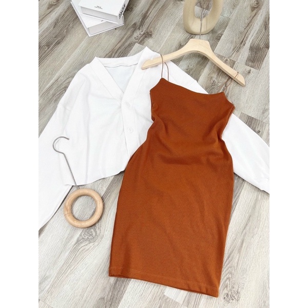 SET ĐẦM 2s BODY NÂU KÈM ÁO KHOÁCGIMI (kèm ảnh thật)