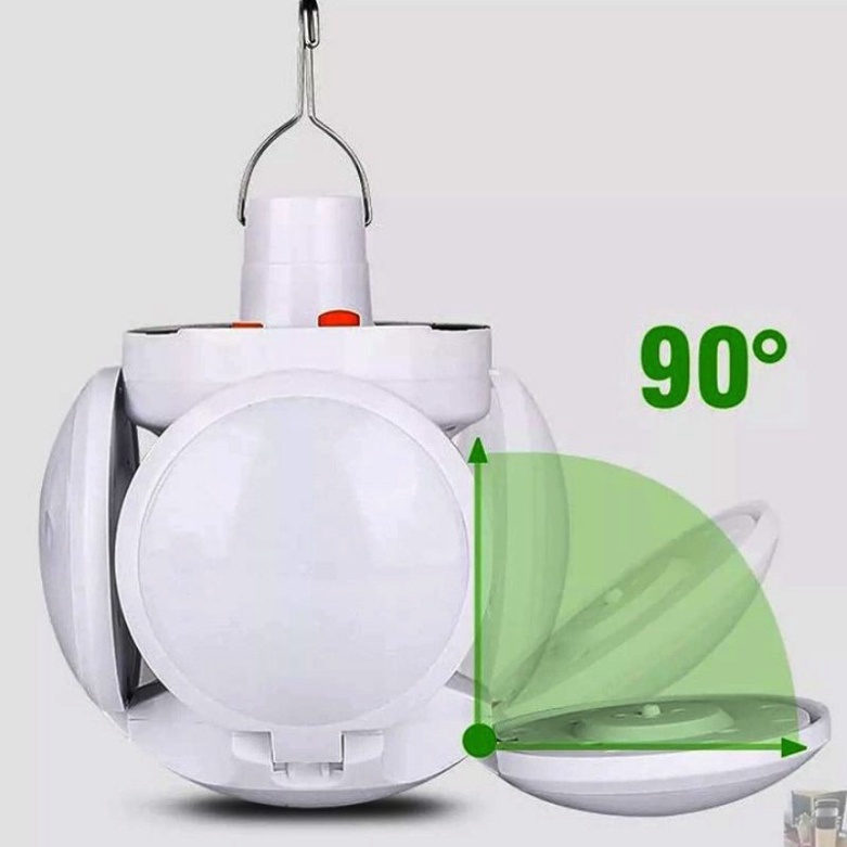Đèn tích điện có tấm năng lượng mặt trời 4 cánh xoè🍀FREESHIP🍀 Bóng đèn led tích điện có sạc có móc treo