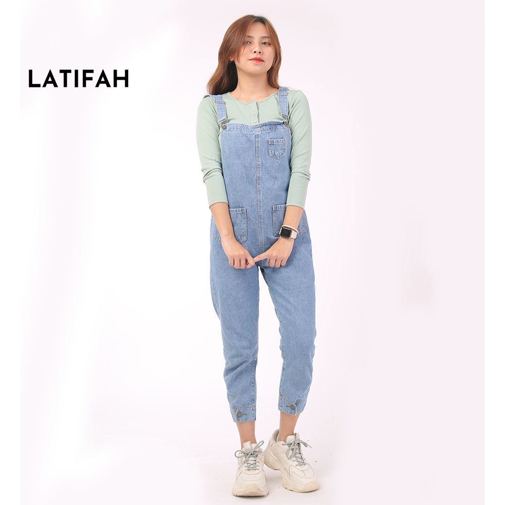 [Mã BMBAU50 giảm 50K đơn 150K] Yếm jeans dài LATIFAH gài cúc ống YJ003 phong cách trẻ hàn quốc