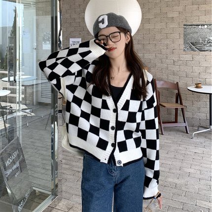 [059-ORDER] KHOÁC CARDIGAN CROPTOP KẺ Ô VUÔNG TRẺ TRUNG NĂNG ĐỘNG | BigBuy360 - bigbuy360.vn