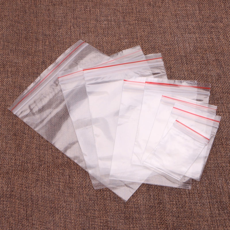 Set 100 Túi Zip Bằng Nhựa Có Thể Đóng Lại 8 Kích Cỡ Tiện Dụng