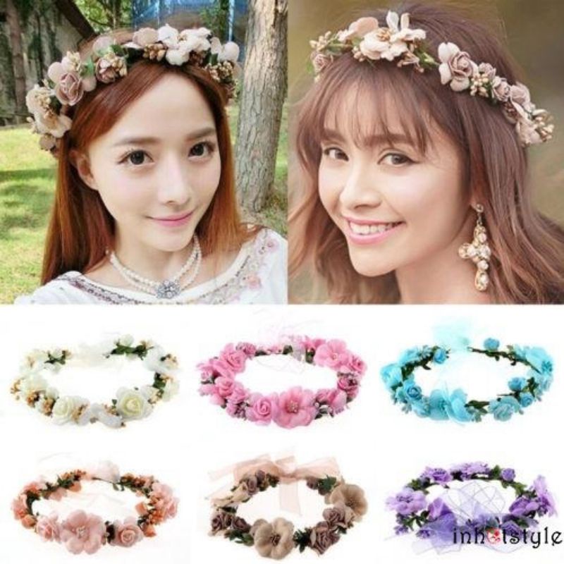Vòng Hoa Đội Đầu Kết Kiểu Boho Đội Cô Dâu,Chụp Kỷ Hiếu