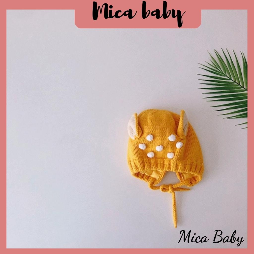 Mũ nón len dáng tai hươu nai đáng yêu cho bé từ 5m-2y Mica baby ML36