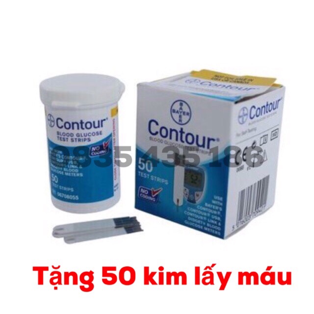 Que CONTOUR-Que thử đường huyết contour (tặng 50 kim lấy máu)