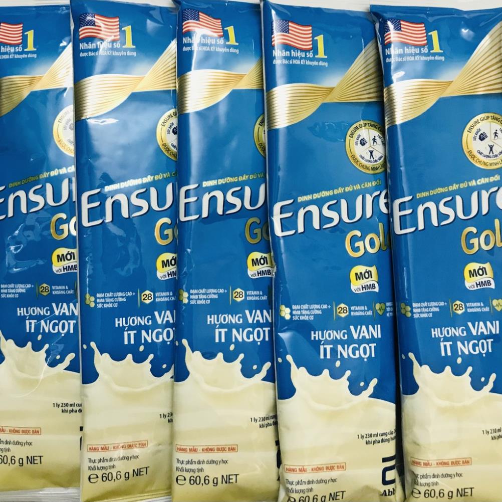 Sữa gói Ensure gold hàng Sample 60.6g date mới nhất