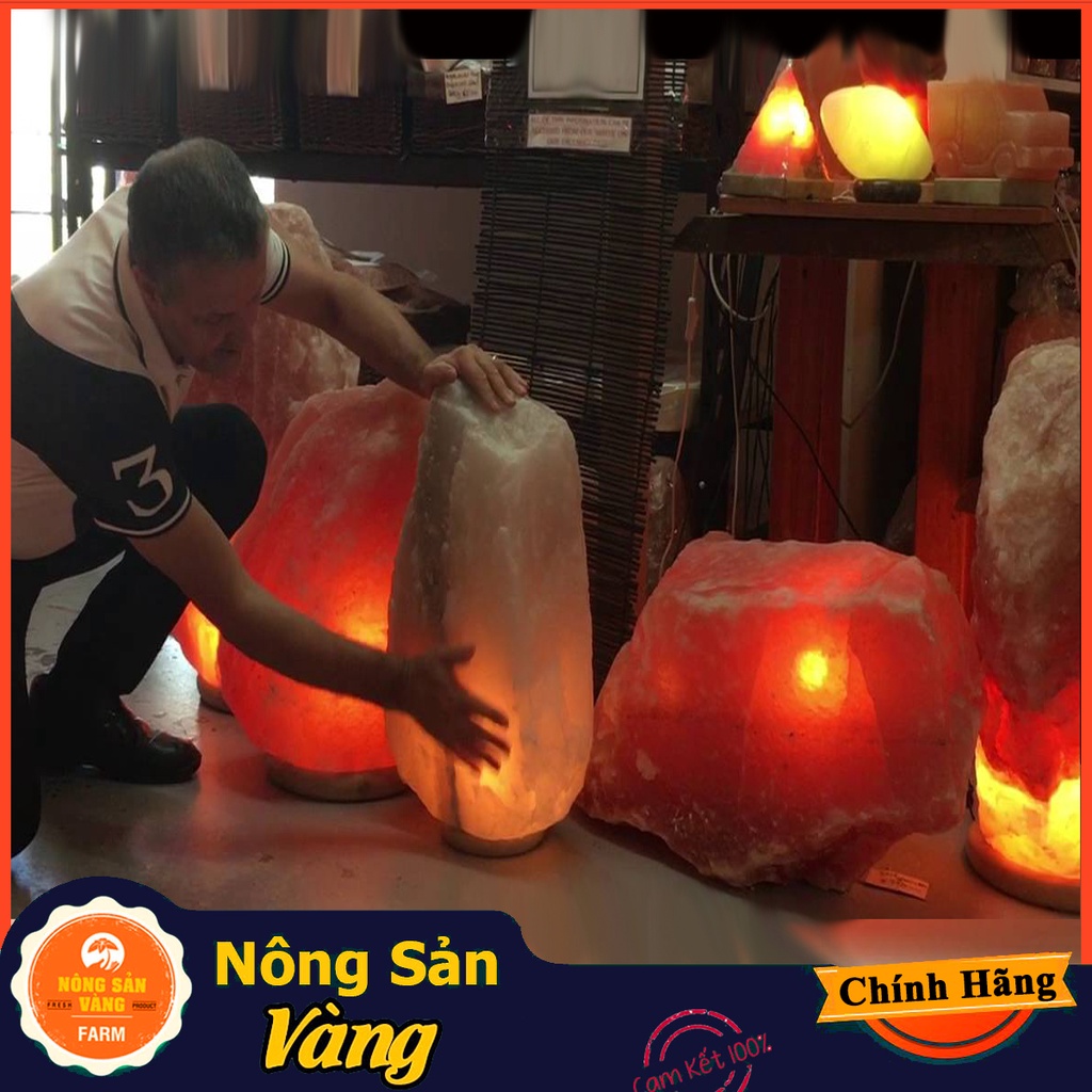 Đèn Đá Muối Himalaya 10-12kg Nhập khẩu từ Pakistan , trang trí nội thất, làm đèn ngủ, chung phong thủy