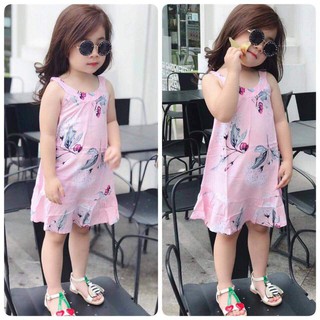 Váy lanh lụa 2 dây cho bé